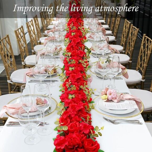 Table Flower Centerpieces Silk Red Rose Arch Decor Flower Wall Panels Dining 6pc - Picture 2 of 8